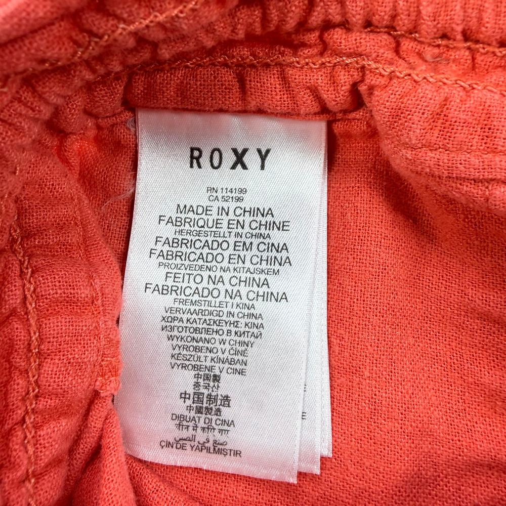 Roxy Oceanside Coral Pink Linen Blend Wide Leg Drawstring Beach Pants Womens M - Picture 9 of 16